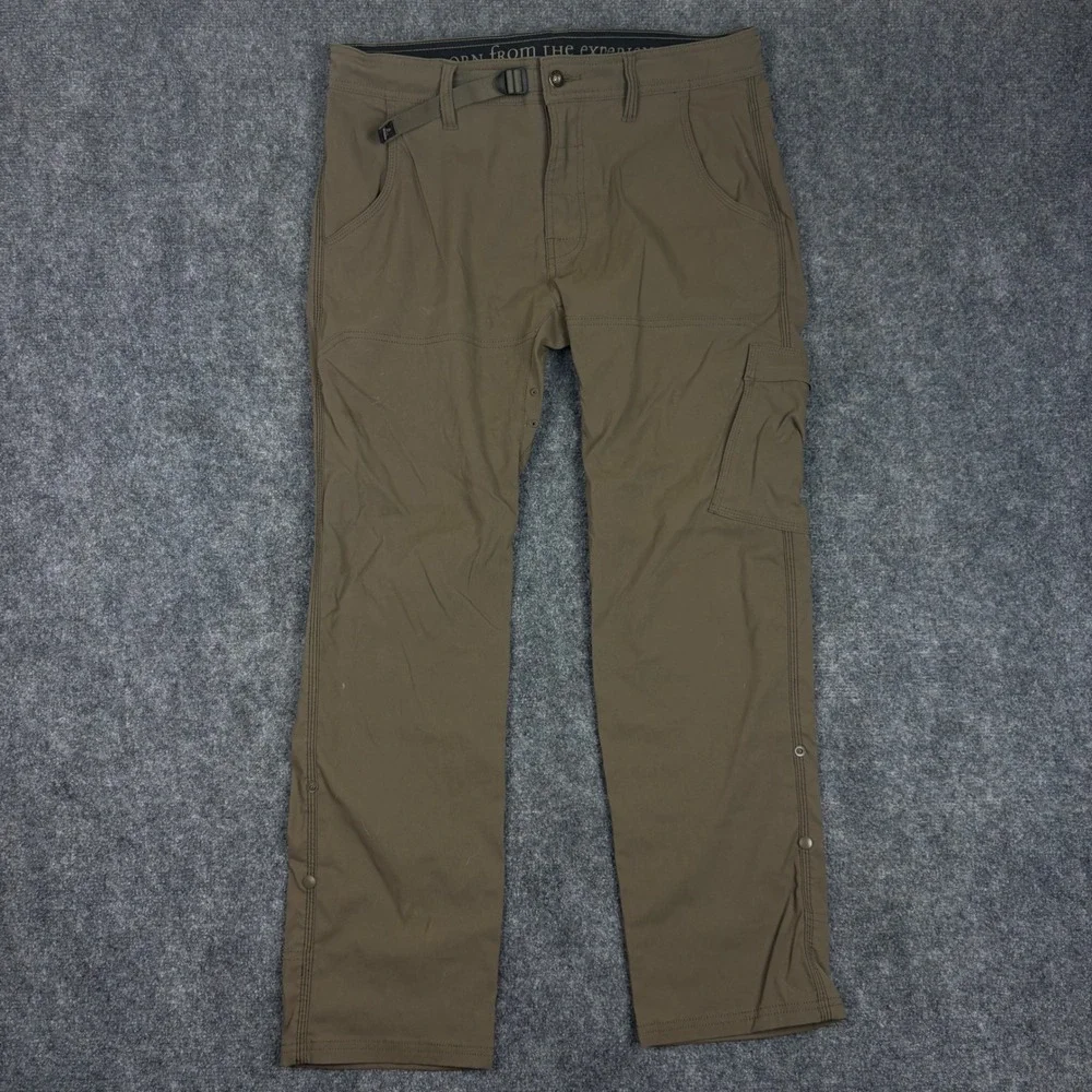 Prana Zion Straight Fit Hiking Pants Mens 34x30 Brown Nylon Stretch M43183027